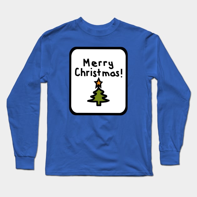 Framed Merry Christmas Tree Long Sleeve T-Shirt by ellenhenryart